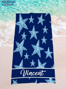 1pc Customized Quick-Dry Beach Towel, Comfortable Sand Beach Towel, Fashionable Pool Towel With Starfish, Cute, Fun, And Lovely Design, Ideal Yoga Mat, Beach Accessories, Perfect Gift For Mother's Day, Birthday, Ren's Day, Father's Day, Graduation, Wedding, House Warming, For Bathroom, Living Room, Bedroom, Home Summer Holiday Bathroom Decor Travel Essentials Travel Accessories Beach Essentials