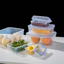 Cajas de almacenamiento de alimentos rectangulares con tapas selladas, contenedores organizadores de refrigerador, cajas de almuerzo