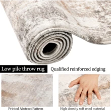 Famibay Modern Abstract Runner Rugs 2x3/2x6/2x8/2x10ft, Non Slip Rug Runners For Hallway Washable Kitchen Rugs, Soft Large Area Rug Carpet For Living Room 3x5/5x8/6x9/8x10ft,Hallway,Door,Kitchen Bathroom,Bedroom - Beige01 - View 2