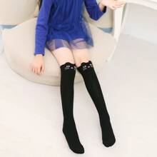 2 pary dziewczęcych, uroczych czarnych skarpetek do kolan, dziewczęce miękkie, wygodne pończochy do ud, odpowiednie do codziennego noszenia