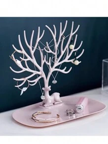 Organizador Porta Jóia Arvore de Veado Bijuteria Porta Suporte Plástico Brincos Exibição - Multicolorido - Visão 5