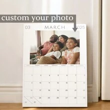 1 Personalized Photo Calendar Canvas Print, Wooden Frame Canvas Painting, 2025.3 Month Calendar Theme, Custom Family/Lover/Celebrity Picture Canvas Wall Art, Vertical Portrait Wall Art, Suitable For Weddings, Anniversaries And Valentine's Day