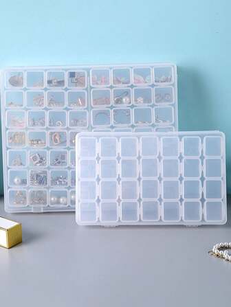 10/29//57 Grids Jewelry Organizer 1pc, Plastic Storage Container For Jewelry Ring Earring Studs Necklace, Diamond Rhinestone Beads Storage Boxes, Gift For Valentine's Day