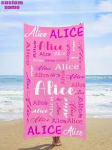 1pc Customized Beach Towel, Quick-Dry Swim Towel, Comfortable Beach Towel, Fashionable Pool Towel, Customized Name, Cute, Fun, Beautiful Yoga Mat, Beach Accessories, Must-Have For Mother's Day, Birthday, Children's Day, Father's Day, Graduation, Wedding, Housewarming, Bathroom, Living Room, Bedroom, Home Summer Holiday Bathroom Decor Travel Essentials Travel Accessories Beach Essentials,Multi-Functional,Durable,Ornamental,Reusable,Exquisite,Stylish,High-Quality,Colorful,Modern,Custom,Personalized,Unique,Ideal Gifts For Him,Ideal Gifts For Her,Boyfriend,Dad,Girlfriend,Mom,Family,Friends,Tea Room,Home,Garden,Office,For Anniversaries,For Valentine's Day,For Mother's Day,For Birthdays,For Father's Day,For Graduation,For Weddings,For Housewarming