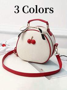 2025 迷你樱桃装饰圆形手提包、斜挎包、女士手提包可爱斜挎包适合约会、外出、新手通勤背情人节礼物送给朋友、女孩、妈妈、老师、护士的完美礼物 - 彩色 - 查看 4