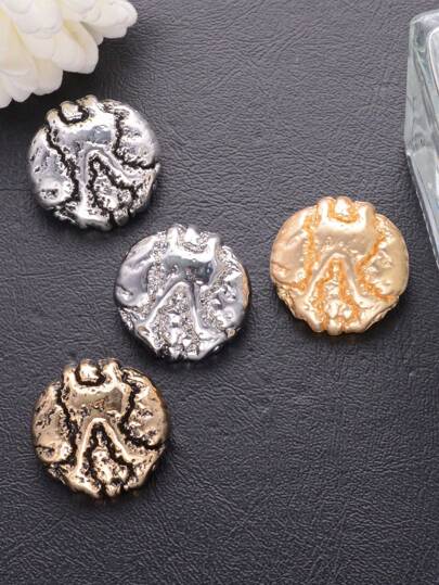 10 sztuk/opakowanie Vintage Asymetryczne plisowane metalowe guziki, uniwersalne do płaszczy, swetrów, dzianin, marynarek, płaszczy, odzieży DIY, butów, toreb i akcesoriów