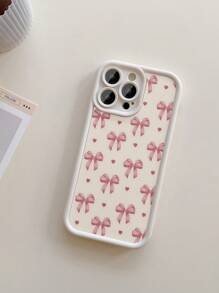 1 Ốp lưng điện thoại da sọc dọc họa tiết trái tim nơ hồng thời trang, dày dặn, chống trầy xước, bảo vệ ống kính máy ảnh, tương thích với Apple/Redmi/Infinix/VIVO/OPPO, chống nước, chống sốc, chống rơi - Màu be - Xem 3