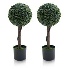 24/35 Inch Artificial Topiary Trees Set Of 2, Fake Topiary Boxwood Ball Tree, Faux Shrubs Plants Green Decor Indoor Porch,Garden - 24 inch - Xem 1