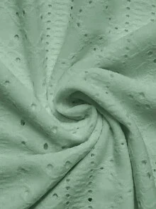 女士纯色半拉链休闲连帽毛衣，镂空提花图案，春季款 - 綠色 - 查看 5