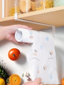 2pcs Wall-Mounted Kitchen Roll Holder & Rag Dispenser, Adhesive-Free Installation, Storage Rack For Film, Paper Towel, Wipes - Random Color - View 1