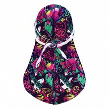 Awegeo 1Pc Unisex Satin Durags Retro Graffiti Outdoor Headscarf Hat Street Hip-Hop Print Durags Long Tail Wide Back Wavy Durags