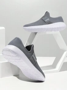 男士简约风格系带公路跑步鞋防滑步行鞋轻便健身鞋舒适透气运动鞋休闲运动鞋深灰色