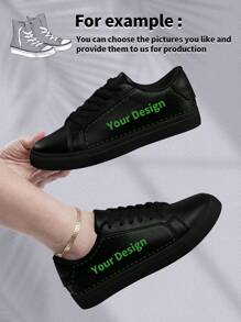 1 Pair Custom Synthetic Skate Shoes, Personalized Picture Sneakers, Custom Skateboard Shoes, Personalized Low Top Synthetic Skate Shoes, Photo Sneakers, Tailored Sneakers For Men And Women, Unique Sports And Casual Footwear, Gifts For Groomsmen, Anniversaries, Valentine's Day, Birthdays, Weddings, Best Friend Gifts, Ideal For Mom/Dad/Her/Him/Girlfriend/Boyfriend/Wife/Husband/Friend. - Black - View 3