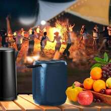 1pc Portable Outdoor Wireless Blue Bluetooth Speaker With Charging Cable And Aux Cable, Support FM/TF Card/USB Disk, Compatible With Smartphone/PC/TV, Stereo Speaker For Indoor And Outdoor, Home And Car - Biru - View 1
