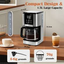 Aigostar Filter Coffee Machine With LED Touch Screen, 1.5L Programmable Coffee Maker With 24H Timer,Strong Brewing, Anti Drip Function, Keep Warm, Auto Clean, Stainless Steel, 1000W - Cora - UK Plug(220-240V) - View 7