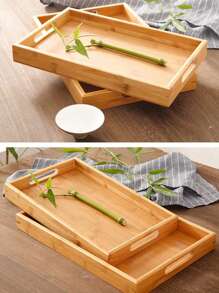 1pc Bamboo Wooden Serving Tray, Breakfast Tray With Handles Bed Tray For Breakfast Dinner, Eating Trays For Living Room,Kitchen,Christmas Gift