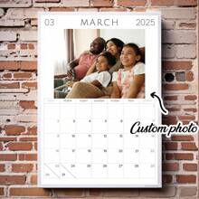 1 Personalized Photo Calendar Canvas Print, Wooden Frame Canvas Painting, 2025.3 Month Calendar Theme, Custom Family/Lover/Celebrity Picture Canvas Wall Art, Vertical Portrait Wall Art, Suitable For Weddings, Anniversaries And Valentine's Day