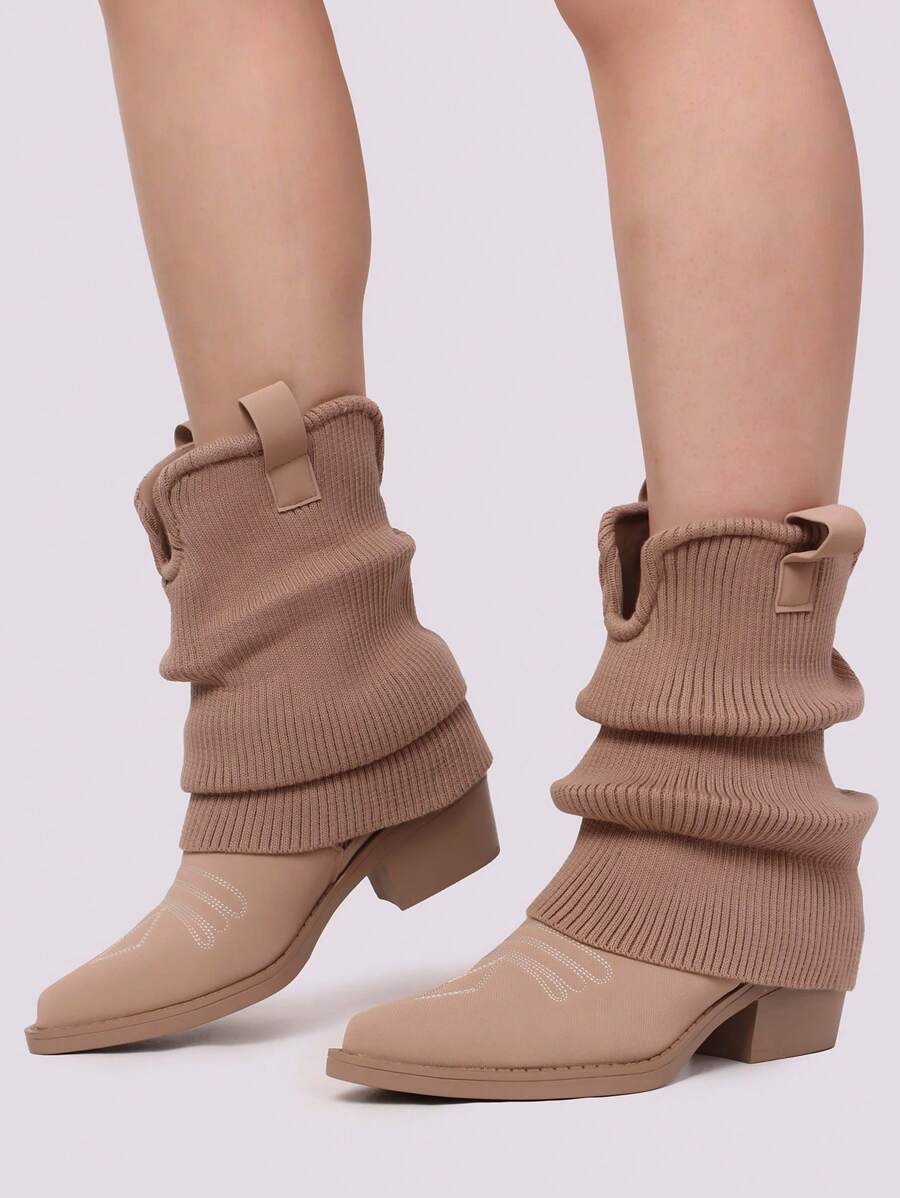 Stivale Basso Style Texano Invernale Con Risvolto Calza Con Cerniera Interna. - Khaki - View 1