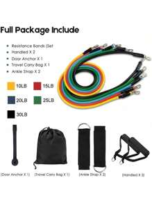 Kit 11 Elástico Para Treino Exercícios Malhar Musculação Casa ZH-055 - Multicolorido - Visão 2