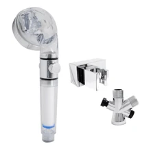 Juego de ducha cuadrada y teléfono transparente con accesorios para el baño - Cromado - Ver 6