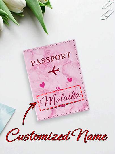 Porta-passaporte mini personalizável com nome e estampa em formato de coração, organizador de documentos de viagem e porta-cartões, ideal para presentear e para uso diário, moderno e bonito, material escolar resistente, para adolescentes, estudantes do ensino fundamental, médio, universitários, calouros, veteranos, familiares, amigos, namorados e namoradas.