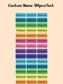 60/120/180/240pcs-Custom Solid Color Name Stickers, Waterproof, Personalized Name Stickers, Multi-Purpose Office Supplies, School Supplies, Home Supplies, Back To School Gifts, Student School Office Stationery