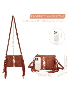 1 szt. Bohemian damska mała torba na ramię typu crossbody, torba weekendowa. Western Wallet Fashion Leisure Bag, grawerowana torba z PU. Nadaje się na imprezy i dojazdy do pracy, doskonały prezent