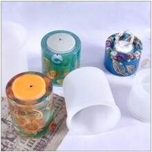 3pcs Silicone Mold Set: Cylinder Aesthetic Candle Making Stands, Vase, Planter, Candle Container, Potted Plant, Mug, Jasmine Stone Cup, Concrete With Lid