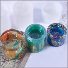 3pcs Silicone Mold Set: Cylinder Aesthetic Candle Making Stands, Vase, Planter, Candle Container, Potted Plant, Mug, Jasmine Stone Cup, Concrete With Lid