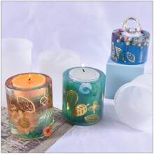 3pcs Silicone Mold Set: Cylinder Aesthetic Candle Making Stands, Vase, Planter, Candle Container, Potted Plant, Mug, Jasmine Stone Cup, Concrete With Lid