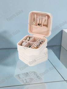 Portagioie portatile, piccolo portagioie, organizer per gioielli semplice per donna, organizer da viaggio, elegante mini scatola contenitore, custodia con cerniera per orecchini da viaggio, accessori da viaggio estivi, vacanza, accessori per il bagno di casa, organizer per il trucco per le vacanze, accessori per il bagno, per il ritorno a scuola
