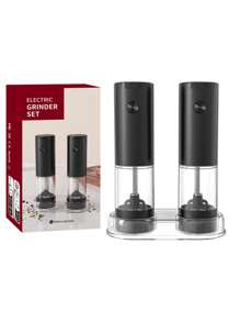 CLITON Electric Salt And Pepper Grinder Set Automatic Battery Pepper Mill Shakers Adjustable Coarseness Easy Filling Upgraded Larger Capacity With Led (2 Pack Black) - 彩色 - 查看 10