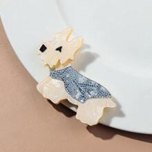 1pc Fashion Acrylic Patchwork Adorable Glasses Wearing Dog/Puppy Animal Design Brooch, Suitable As Gift For Women