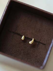 1 Paar S925 Sterling Silber vergoldet 14K Gold asymmetrische Ohrstecker in Wassertropfenform mit glänzender Oberfläche, Schmuckgeschenk für den täglichen Gebrauch für Frauen, Freunde, Schulkameraden