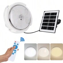 Solar Barn Light Pro - Đèn trần nhà kho năng lượng mặt trời chống thấm nước có điều khiển từ xa, 3 màu đèn, tiết kiệm năng lượng, dễ lắp đặt, đa năng trong nhà/ngoài trời, hiệu suất bền bỉ và lâu dài, đèn chiếu sáng ngoài trời cho lối đi, sân, hiên - trắng - Xem 11