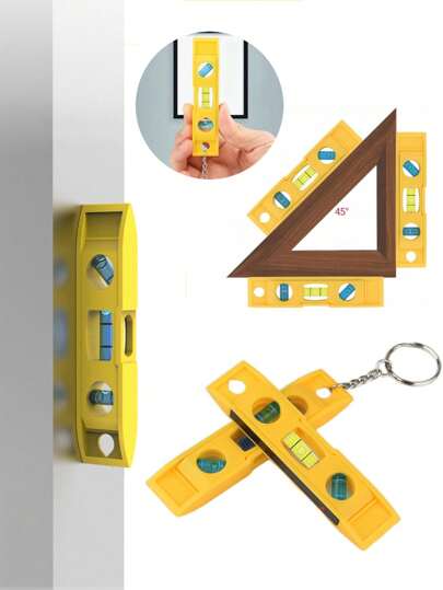 3.7 Inch Portable Magnetic Spirit Level,Keychain Mini Level With 3 Bubble Mini Portable Spirit Level Tool Vertical Horizontal Balance Ruler Inclinometer Portable ABS Shell Level,Household High Precision Measuring Tool With Magnetic Measuring Ruler