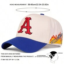 AR 1 件装男士 A 字母刺绣棒球帽，时尚运动帽，可调节户外防晒休闲帽，适合春季、秋季旅行、海滩派对 - 彩色 - 查看 2