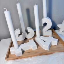 4 Peças Molde de Silicone com Número de 1 a 4, Molde de Fundição, Número 1, 2, 3, 4, Molde de Concreto para Fundição de Porta-Velas - Perfeito para Decoração de Feriados