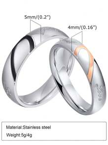 2pcs Personalized Jewelry Stainless Steel Couple Rings, Laser Engraved, Gift For Boyfriend, Girlfriend, Valentine's Day, Thanksgiving, Christmas, Anniversary - Style - View 4