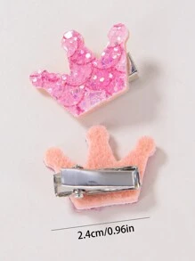 20 个/包 女婴可爱公主发夹 - 粉色亮片心形、花朵、皇冠、蝴蝶、星星、美人鱼鳞片设计，日常使用