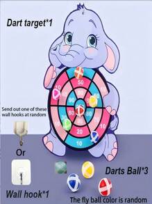 1 Set Cartoon Elephant Themed Educational Dart Board Throwing Toy, Interactive Parent-Child Tossing Target Ball Indoor/Outdoor Classic Darts Game, Trains Children's Hand-Eye Coordination, Random Sticky Ball Colors - Multicolor - View 2