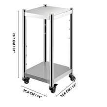 VEVOR 14" X 14" Rice Warmer Stand Cart Stainless Steel With Wheels & Two Brakes