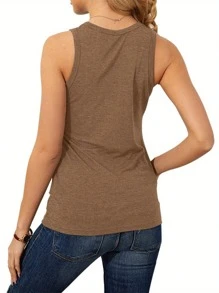 Women Solid Color Tank Tops Crew Neck Sleeveless Casual Vests Summer Fashion Tops Streetwear