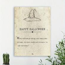 1 Pc Wooden Framed Happy Halloween Canvas Painting(1)Thickness 2.25cm/ 0.9inch, High Quality Wall Art Prints Poster, Direct Hanging Wall Picture, Decor For Home Gifts, Living Room, Bathroom, Bedroom, Kitchen - 12*18吋(30*45公分) - 查看 1