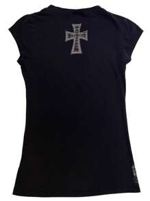 Womens E-Girls Short Sleeve Crop Top Fairy Grunge Graphic Cross Print T-Shirts Gothic Basic Tee Y2K Aesthetic Tops Streetwear - màu đen - Xem 8