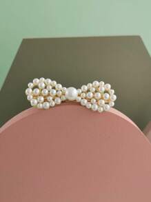 1pc INS Crystal & Pearl Hair Clip, Spring Clamp Ponytail Clip, Bangs Clip Hair Accessory, Hairpin - Multicolor - View 5