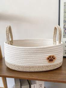 1pc Handmade Woven Pet Toy, Snacks, Accessories, Dirty Clothes Storage, Suitable For Home Desktop Clutter, Cosmetic Storage