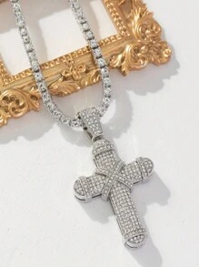 1 st. Stijlvolle Bling Bling Kristallen Hanger Ketting, Geschikt voor Zowel Mannen Als Vrouwen, Geweldig Voor Dagelijks Gebruik Of Cadeau