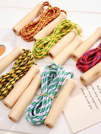 1pc Premium Lightweight Wooden Handle Jump Rope, Competition Skipping Rope For Workout & Fitness, Random Color, Rope Length Approx. 200cm/78.74inch, Suitable For Petite Women Or Men Gym Accessories, Sport, Gym, Home Exercise, Jump Rope, Skipping Rope, Jump Rope