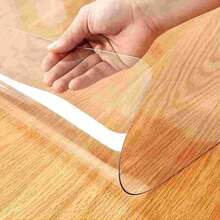 1 pieza Mantel transparente rectangular protector, mantel de PVC simple, resistente al calor y antiarrugas para mesa de comedor, mesa de café, escritorio de oficina - transparente - Ver 4